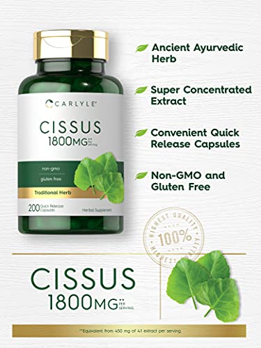 Carlyle Cissus Quadrangularis 1800mg | 200 Capsules | Traditional Herb Extract CarlyleAu supplements