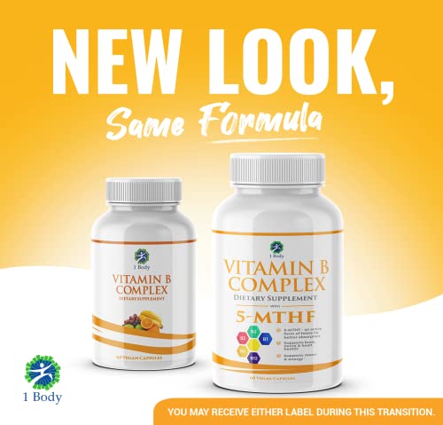 1 Body Vitamin B Complex – 5-MTHF Folate with B1, B2, B5, B6 1 BodyAu supplements