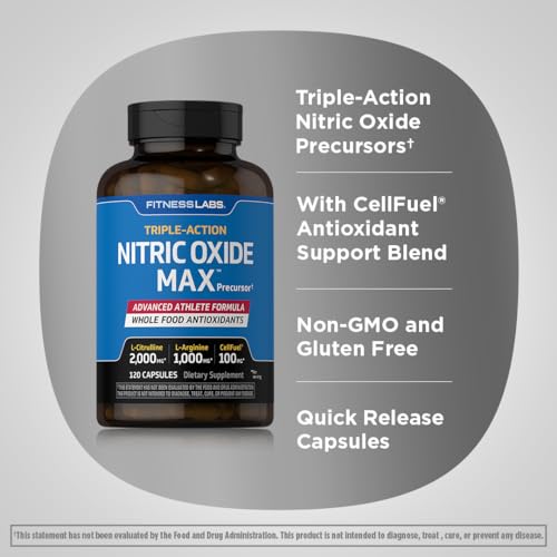 Fitness Labs Nitric Oxide Supplement | 3000mg | 120 Capsules | Nitric Oxide Pre Workout Fitness LabsAu supplements