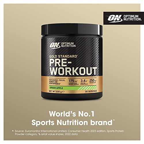 Optimum Nutrition Gold Standard Pre Workout Green Apple Flavoured Powder, 330g Optimum NutritionUS supplements