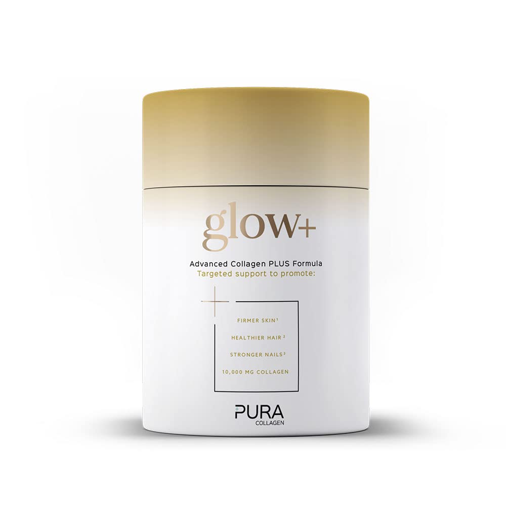 Pura Collagen Powdered Supplement Glow+, 10,000mg Hydrolysed Peptides, Hyaluronic Acid, Vitamins & Minerals, 28 Servings, 284 g Pura CollagenUS supplements