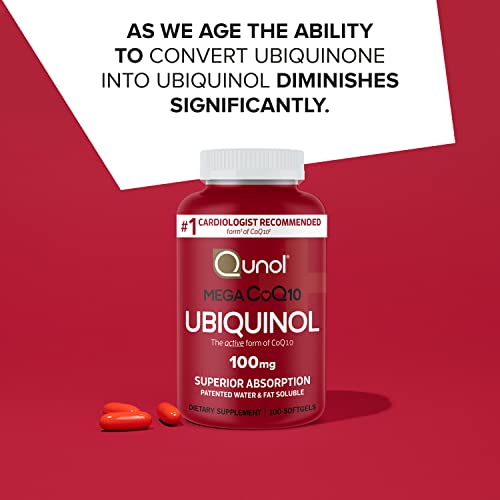 Qunol Mega Ubiquinol 100mg CoQ10, Superior Absorption, Patented Water and Fat Soluble QunolUS supplements