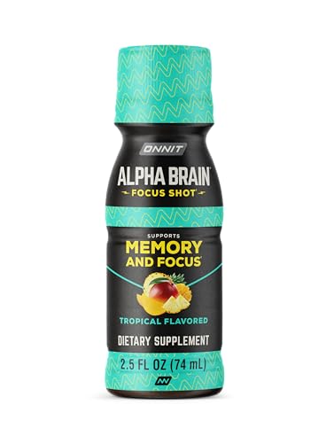 ONNIT Alpha Brain Focus Shot, Tropical Flavor, Nootropic Dietary Supplement Drink That Supports Energy, Focus, and Mood, IGEN™ Non-GMO Tested, 2.5 fl oz, 6 Count ONNITAu supplements