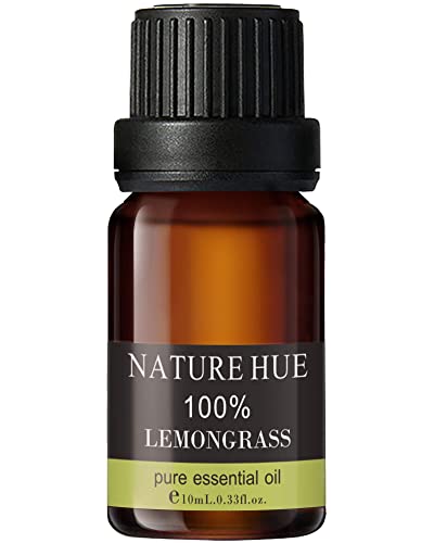 NATURE HUE Lemongrass Essential Oil - 10 mL (1/3 oz) - Pure, Natural, Therapeutic Grade NATURE HUEAu supplements