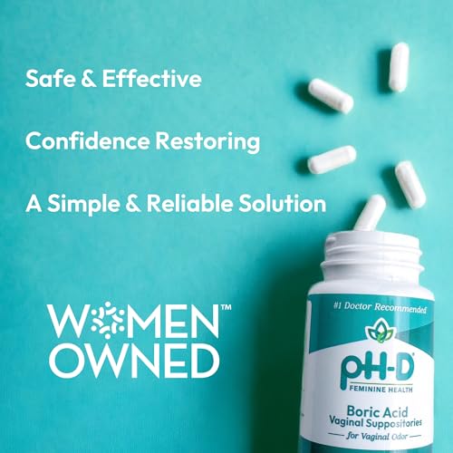 pH-D Feminine Health - 600 mg Boric Acid Suppositories - Woman Owned - for Vaginal Odor Use - 12 Count pH-D Feminine Health SupportAu supplements