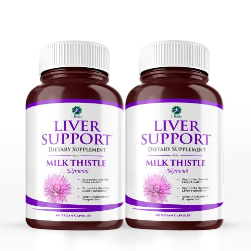 1 Body Liver Support: Twin Pack - 60 Capsules Each - Milk Thistle 1 BodyAu supplements
