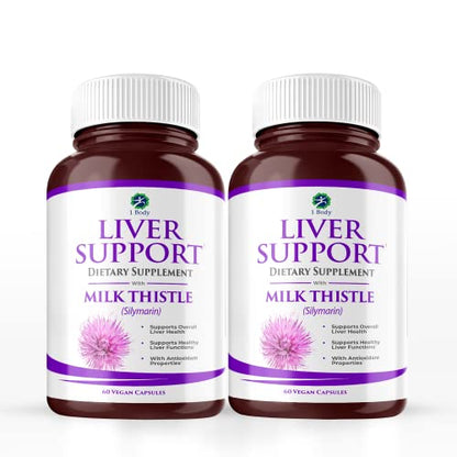 1 Body Liver Support: Twin Pack - 60 Capsules Each - Milk Thistle 1 BodyUS supplements