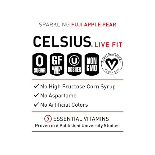 CELSIUS Sparkling Fuji Apple Pear, Functional Essential Energy Drink 12 Fl Oz (Pack of 12) CELSIUSUS supplements