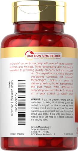 Carlyle Vitamin K2 MK7 100mcg | 200 Vegan Capsules | Menaquinone-7 Supplement CarlyleUS supplements