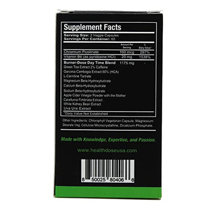 Health Dose Fat Burner AM. Weight Control & Metabolism Boost. For Active Lifestyles. Health DoseUS supplements