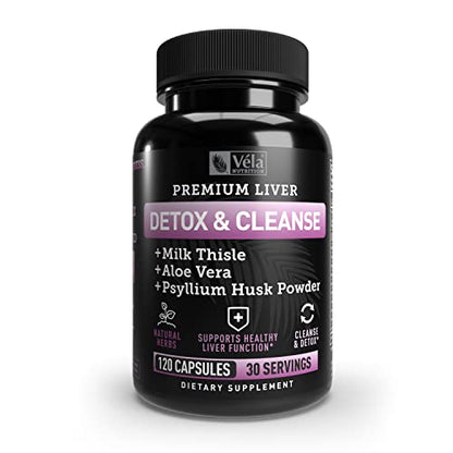 Véla Colon Cleanse & Liver Detox Formula Cleanse - 22 Herbs with Milk Thistle, Turmeric VélaUS supplements