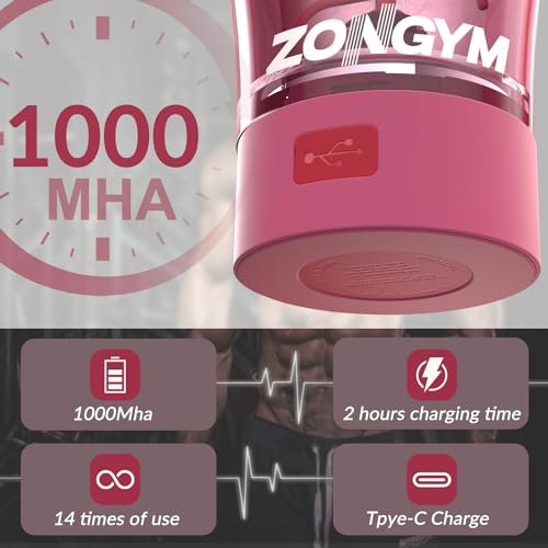 Electric Protein Shaker Bottle, 24 oz USB Rechargeable Blender Bottles, Shaker Bottles ZonGymAu supplements