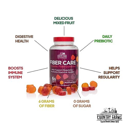 Country Farms Fiber Care Prebiotic Gummies, 6g of Fiber Per Serving, FOS from Beets Country FarmsUS supplements