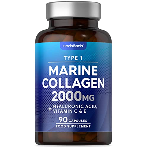Marine Collagen Capsules | with Hyaluronic Acid, Vitamin C & E | 2000mg | High Strength Type 1 Collagen HorbäachAu supplements