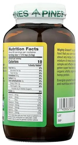 Pines Organic Mighty Greens Superfood Blend, 8 Ounce PinesAu supplements