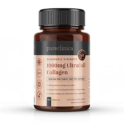 UltraColl Marine Collagen 1000mg x 180 tablets (6 months supply). The only patented anti-aging collagen types I, II, III, and VII. PureclinicaUS supplements