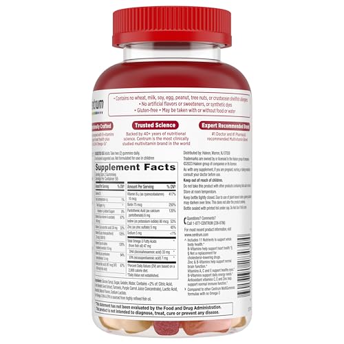 Centrum MultiGummies Multi+ Omega 3 Dual Action, Adult Multivitamin, Multivitamin/Multimineral/Omega 3 CentrumAu supplements