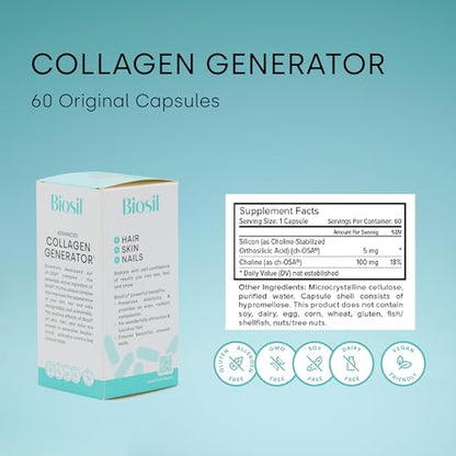 Biosil Collagen Generator - 60 Capsules - with Patented ch-OSA Complex - Generates & Protects BioSilUS supplements