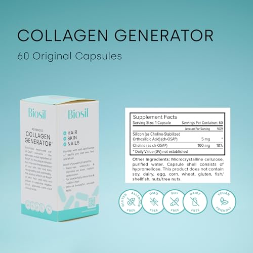 Biosil Collagen Generator - 60 Capsules - with Patented ch-OSA Complex - Generates & Protects Your Own Collagen BioSilAu supplements