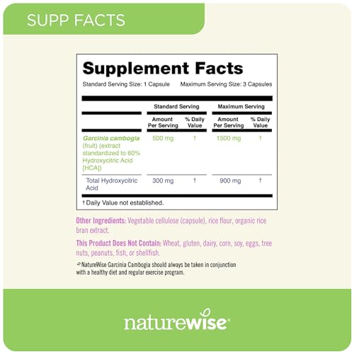 Naturewise Garcinia Cambogia with Pure Garcinia Cambogia Extract, 60% HCA Concentrati NatureWiseUS supplements