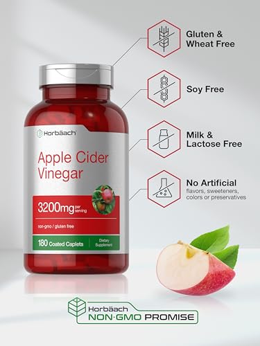 Apple Cider Vinegar Tablets 3200mg | 180 Pills | Vegetarian, Non-GMO & Gluten Free Supplement HorbäachAu supplements