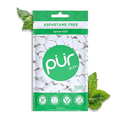 PUR Gum | Aspartame Free Chewing Gum | 100% Xylitol | Natural Spearmint Flavored Gum PURUS supplements