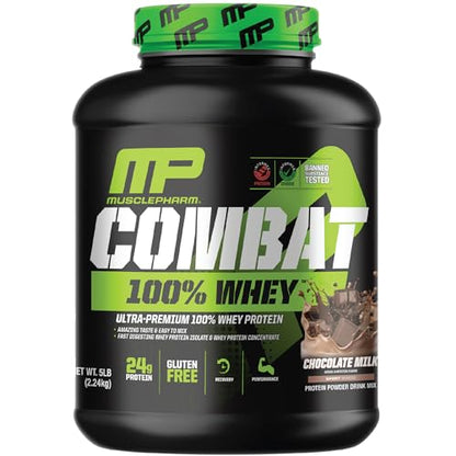 MusclePharm Combat 100% Whey, Chocolate Milk - 5 lb Protein Powder - Gluten Free Muscle PharmUS supplements