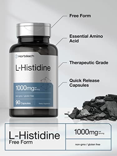 Horbaach L-Histidine 1000mg 90 Capsules | Non-GMO and Gluten Free | Pharmaceutical HorbäachAu supplements
