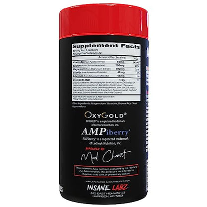 Insane Labz Kill H20, AMPiberry Infused Diuretic, Reduce Water Retention and Bloating Relief Insane LabzUS supplements