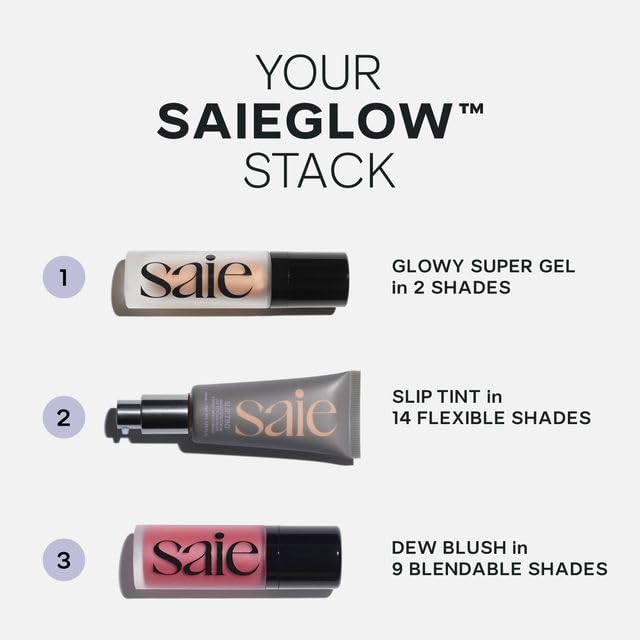 Saie Cheek Flush Duo - Dew Liquid Blush (.40 oz, Rosy), SuperSuede Baked Powder Blush (.01 oz, Mia) - Layerable, Skin-Nourishing Blushes for a Seamless Radiant Finish SaieAu supplements