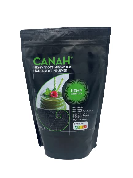 Canah® Natural Hemp Protein Powder 1 kg Vegan, High in Protein, Fibre, Omega 3 & Omega 6, Amino Acids, Vitamins and Minerals, Certified Kosher + Free Bonus Recipes Hemp EssentialsAu supplements