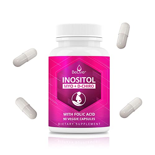 BeLive Myo-Inositol & D-Chiro Inositol Capsules - 90Ct I Inositol Supplement with Folic BeLiveUS supplements