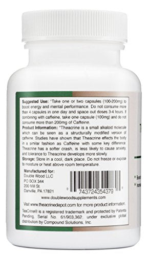 Theacrine (Teacrine) 100 Mg, 60 Capsules - Energy and Focus Supplement (Similar to Caffe Double Wood SupplementsUS supplements