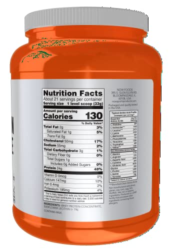 NOW Sports Nutrition, Whey Protein Concentrate, 24 g With BCAAs, Unflavored Powder NOWUS supplements