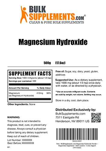 BulkSupplements.com Magnesium Hydroxide Powder - Magnesium Supplement BULKSUPPLEMENTS.COMUS supplements
