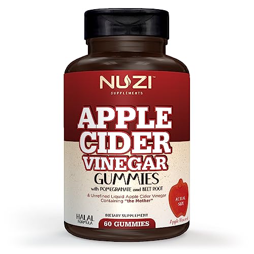 NUZI Apple Cider Vinegar Gummies with Pomegranate & Beetroot | 500 mg | Certified Halal NUZIUS supplements