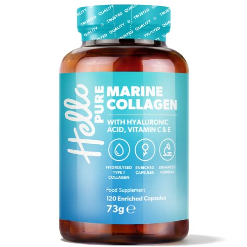 Marine Collagen Capsules - 1855mg - 120 Capsules - Enriched with Hyaluronic Acid & Vitamins C & E Hello PureAu supplements
