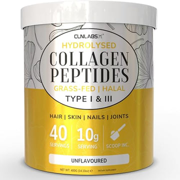 100% Pure Hydrolysed Collagen Peptides Powder - 400g Tub | Halal & Grass-Fed Bovine Collagen CLN LabsAu supplements