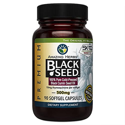 Amazing Herbs Premium Black Seed Oil Capsules - Cold Pressed Nigella Sativa Aids Amazing HerbsUS supplements