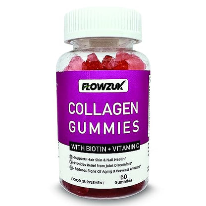 Collagen Gummies High Strength with Biotin Vitamin C & E | Flowzuk | Anti Aging, Hair Growth FLOWZUKUS supplements