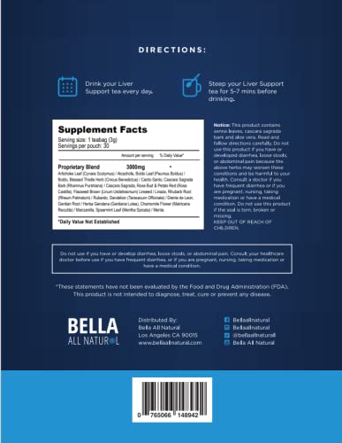 Bella All Natural Liver Detox Drink - Liver Cleanse Detox & Repair Tea with Blessed Thistle Bella All NaturalUS supplements