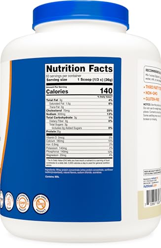Nutricost Whey Protein Supplement Powder, Vanilla, 5 pounds NutricostUS supplements
