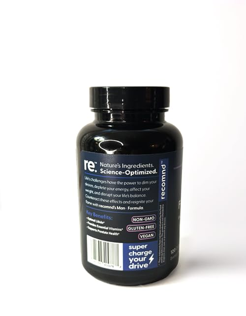 recomnd Nutrition - Man+ Formula, Energy Support, Muscle Support, and Prostate Health Supplements for Men with Vitamin E, Saw Palmetto, Red Korean Ginseng, and More, 120 Capsules recomndAu supplements