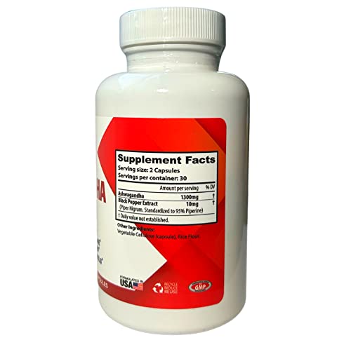 Aulona Care Ashwagandha with Black Pepper 1300mg for Healthy Adrenaline, Stress Relief Aulona CareUS supplements