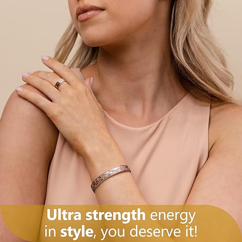 Feraco Magentic Copper Bracelet for Women,Vintage Flower Copper Cuff Bracelet FeracoAu supplements