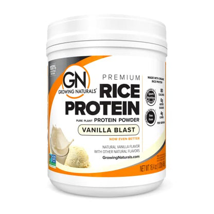 Growing Naturals | Vanilla Rice Powder 15g Plant Protein | 2.8G BCAA, Low-Carb Growing NaturalsUS supplements