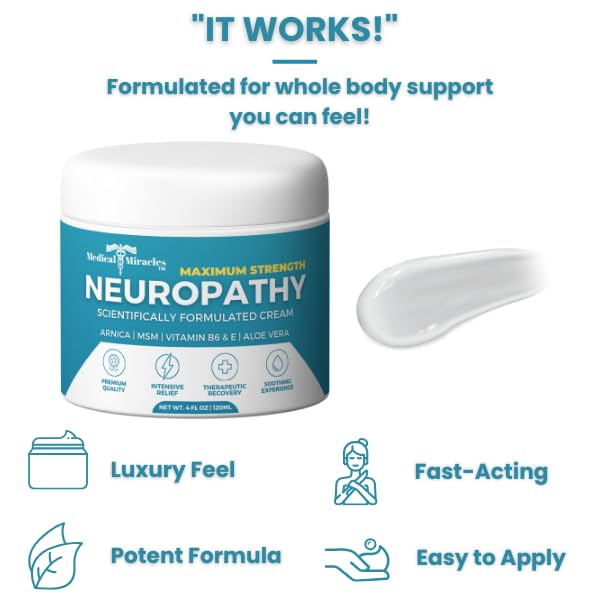 Medical Miracles Neuropathy Cream | Nerve Therapy Max-Potency Relief Cream for Feet, Hands, Legs, and Toes - Enriched with Arnica, Vitamin B6, Aloe Vera, MSM - Crafted for Exceptional Relief 4oz Medical MiraclesAu supplements