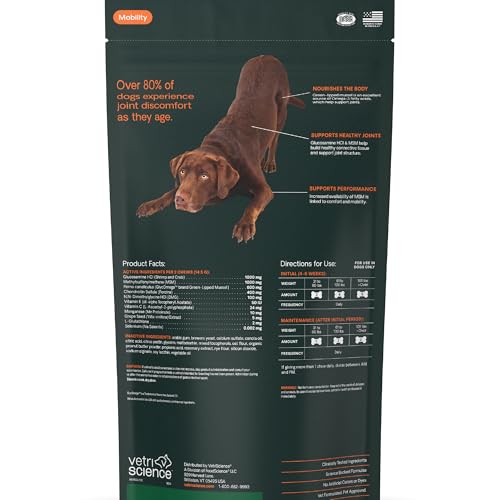 VetriScience Ultimate Strength Hip & Joint Supplement for Dogs, GlycoFlex Plus – MSM, Chondroitin & Green-Lipped Mussel Chews for Mobility, Flexibility, Comfort & Support, Peanut Butter Flavor 120 Cnt VETRISCIENCEAu supplements
