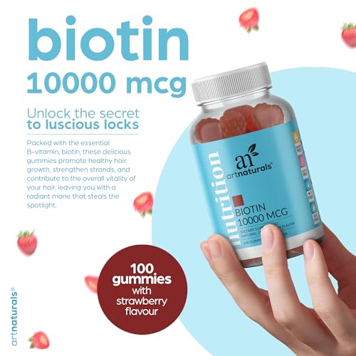 Artnaturals Biotin Gummies for Hair Growth - (100 Gummies - 10000mcg) - Natural Strawberry ArtnaturalsUS supplements