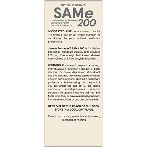 Jarrow Formulas® Same 200 mg, Supports Joint Health, Liver Function, Brain Metabolism, 60 Tablets, Up to A 60 Day Supply Jarrow FormulasAu supplements